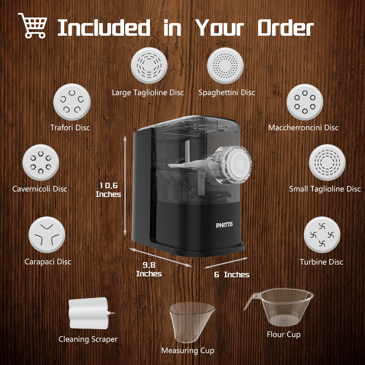 PHITTIS Professional Automatic Pasta Makers, Dishwasher Safe