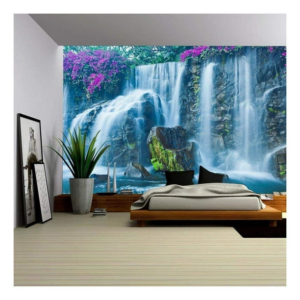 wall26 Beautiful Blue Waterfall in Hawaii Removable