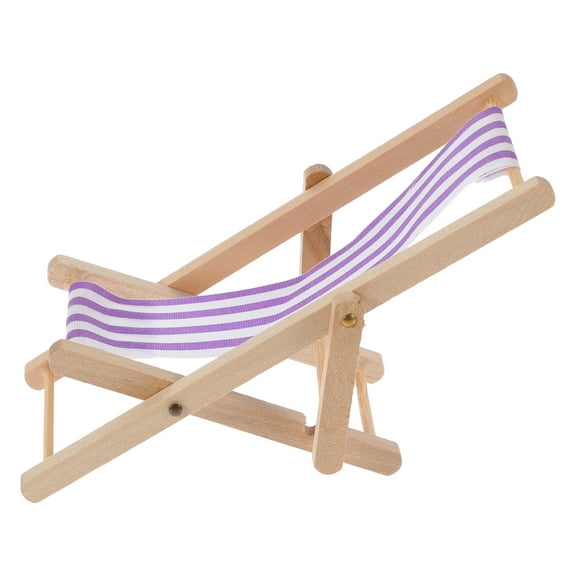 OUNONA Purple Wooden Folding Chair for Doll House Decoration Mini Size Lightweight