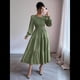 thumbnail image 5 of Vestido de Otoño para Invitada de Boda, con Mangas Largas, Volantes, Cuello Redondo, y Fluido. Verde L, 5 of 7