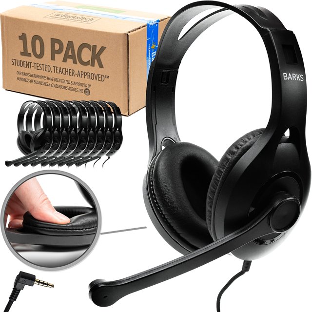 Auriculares Classroom Barks con micrófono (paquete de 10)