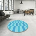 thumbnail image 3 of Ahgly Company Indoor Round Patterned Deep Sky Blue Area Rugs, 4' Round, 3 of 6