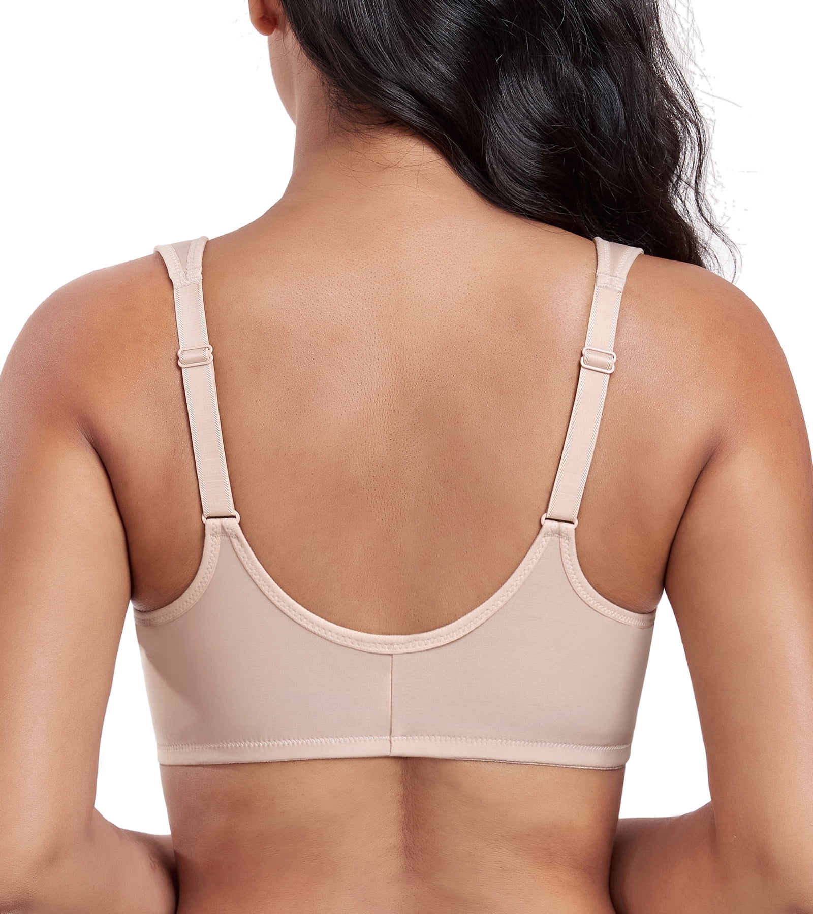 Exerin Women's Plus Size Front Closure U-Back Underwire Wide Strap Everyday Bra(Beige,46C)