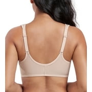 Exerin Women's Plus Size Front Closure U-Back Underwire Wide Strap Everyday Bra(Beige,44C)