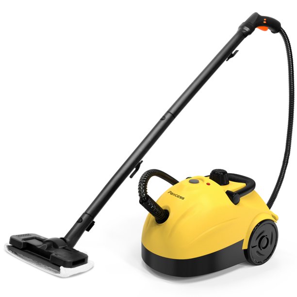 Paxcess Steam Cleaner ChemicalFree Steam Mop in Yellow with 16.5ft Power Cord, 1.2L Tank, Multi