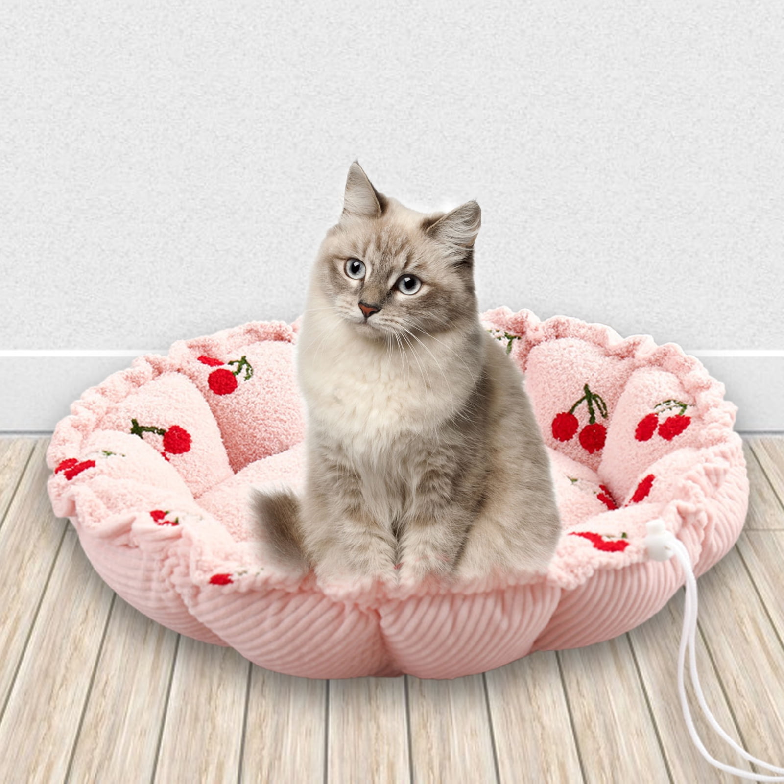 Neinkie Soft Plush Small Cute and Cozy Pastel Flower Dog Cat Bed