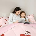 thumbnail image 4 of Feelyou Kawaii Cherry Fruit Twin Bedding Sets 7-Piece for Kid, Girly Pink Polkadots Cycle Bedding Comforter Set, Cute Cartoon Theme Reversible Sheet Sets, Luxury Bedroom Decor, 4 of 8