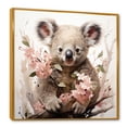 thumbnail image 2 of Designart "Gentle Floral Gaze of the Koala I" Animals Framed Wall Art - Traditional Pink Koala Hallway Framed Wall Art Decor, 2 of 6