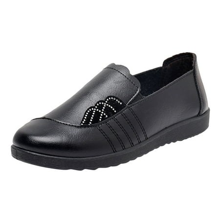 

ZIZOCWA Zapatos De Mujer Plataforma Womens Casual Slip On Shoes to Wear with Casual Dresses Ladies Fashion Solid Color Leather Rhinestone Flat Sole Co 38