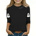 thumbnail image 4 of Frwgonr Girls Shirt Size 3T-12 Crewneck 3/4 Sleeve Shirts Clothes Cute Pullovers Tops Black, 4 of 4