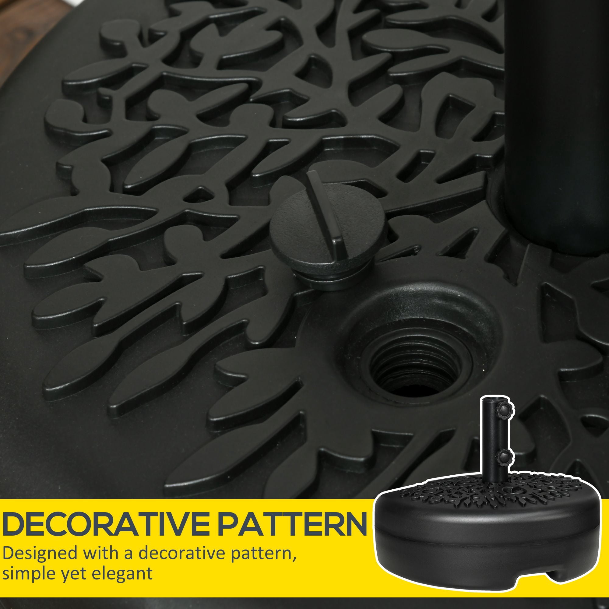Dranite 45 lbs Half Round Umbrella Base, Black Patio Umbrella Stand,Fits 1.5" or 2" Pole