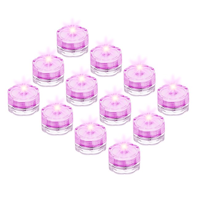 Unique Bargains 12Pcs Bright LED Tea Light, Pink Waterproof Flameless Candle Color Change Party Wedding Festivals Decor