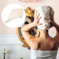 thumbnail image 7 of Hair Drying Towel Dry Cap Cloud Grid Shape Lightweight for After Bath Drying Hair Coral Fleece Beige, 7 of 7
