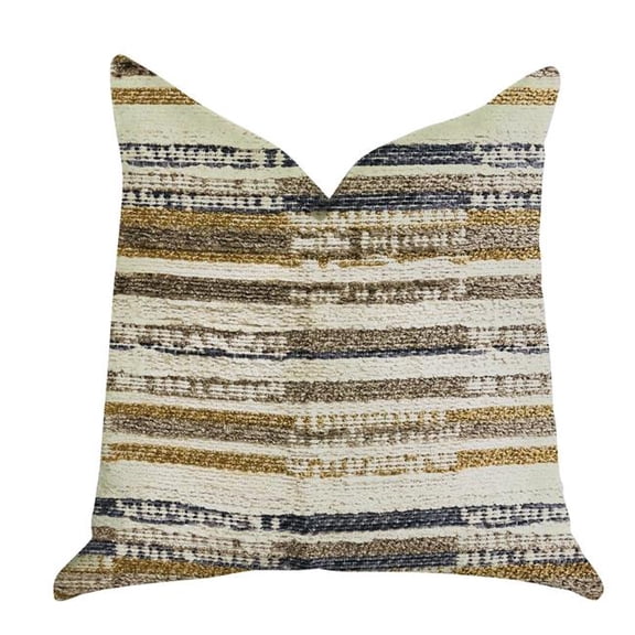 Plutus Lombardi Lane Luxury Throw Pillow - Beige Gray Gold - 24in. x 24in.
