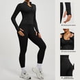 thumbnail image 7 of Women's Zipper Jacket and Leggings Set, High Waist Workout Outfit with Tummy Control, Butt Lifting Yoga Pants and Long Sleeve Top for Running, Gym, Yoga and Casual Sportswear Black, 7 of 7