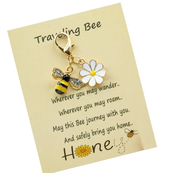 DESIGNICE Sparkling Honeybees Flower Keychain with Rhinestones – Stylish Metal Charm for Bags,Purses