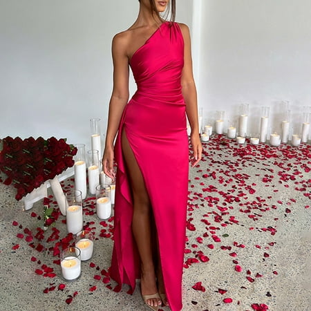 

Bxingsftys Women Bodycon Dress Backless Sexy Satin Summer Dress Split Vintage Party Clothes