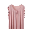 thumbnail image 4 of QINGFSAP Womens Ruffled Shoulder Sleep Dress Scoop Neck Bow Tie Detail Relaxed Nightgown, 4 of 5