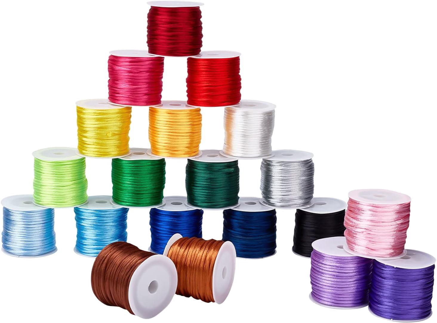 200 Yards 2mm Satin Nylon Cord Rattail Silk Cord Chinese Knotting Macrame Thread for Friendship Bracelet