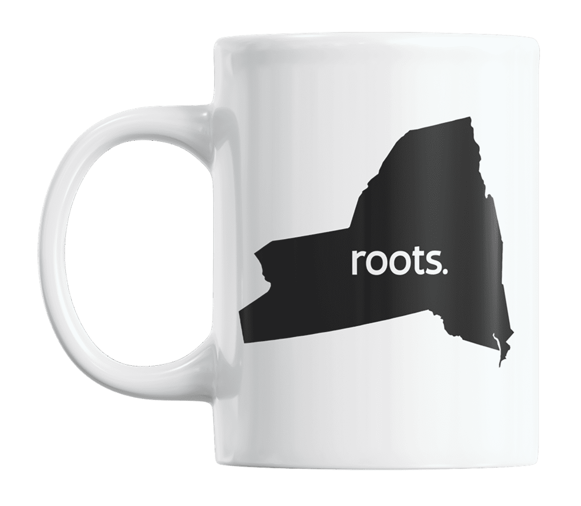 New York Roots & NY USA State Map, US Citizen Coffee & Tea Mug Cup ...