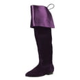 thumbnail image 2 of FSJ Women Knee-High Boots Comfortable Flats Almond Toe Stretchy Suede Fold Boots Cuff with Tassel Size 7 Purple, 2 of 4