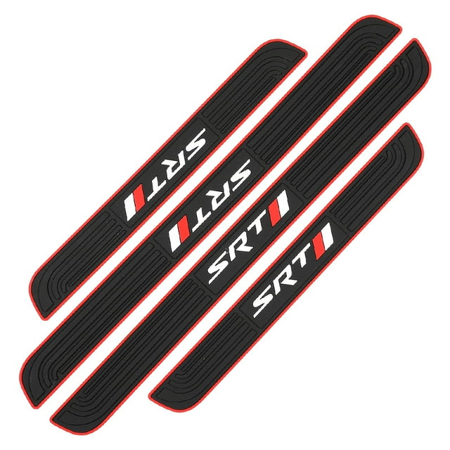 Door Sill Plate Protectors for Car Universal Door Entry Guards Sill Scuff Cover Panel Step Protector,Door Sill Plate Protectors for Car , Welcome Pedal Protector Cover, Black 4pcs/Set,SRT