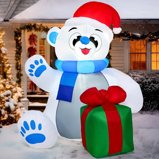 Oso polar inflable navideño Joiedomi 1.2 m con Luces LED