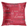 thumbnail image 1 of RYLABLUE City Pattern Text New York Londres Paris Red French Throw Taie d'Oreiller Housse de Coussin, 1 of 1