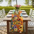 thumbnail image 4 of Colorful Flowers 36 Inch Table Runner, Farmhouse Sunflower Daisy Farmhouse Dresser Scarf Cotton & Linen Tablerunner for Dining/Kitchen Island/Holiday Party Décor Small 13" x 36", 4 of 9