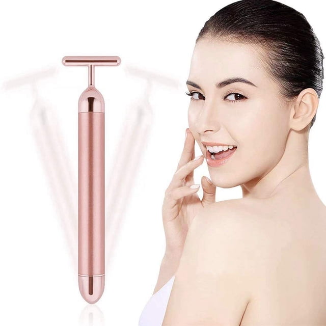 Horolas Beauty Bar Masajeador facial de pulso dorado de 24 quilates GOODYBUY Señal eléctrica en forma de T Herramientas de masaje facial para pieles sensibles Levantamiento reafirmante apretado