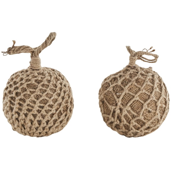 5"W, 6"H Brown Cement Stone Handmade Woven Layered Orb Knot Sculpture with Handles, by DecMode (2 Count)