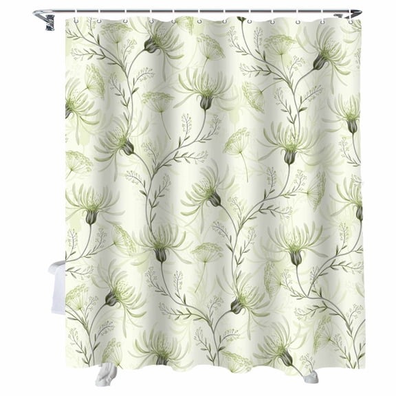 Shower Curtain Sage Green Flower Shower Curtains for Bathroom Bathtub, Waterproof Fabric Shower Curtain Set with Hooks, Extra Long 72" x 78" Floral Leaves Branch