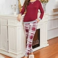 thumbnail image 5 of PNTUTB Pajamas Set for Women Comfy Long Sleeve Solid Color Top and Checkered Pant Loungewear Set with Pockets, 5 of 5