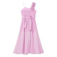 thumbnail image 6 of YONGHS Kids Flower Girls One Shoulder Romper Dress Chiffon Lace Ball Gown, 6 of 7
