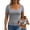 Gray, variant on Women's Top, Fashion Casual Summer Square Neck with Built-in Bra Solid Color Short Sleeve Blouse, Padded Cami Tee, Soft Stretchy Daily Shirt for Women