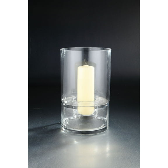 CC Home Furnishings 12" Clear Solid Cylindrical Translucent Glass Candle Holder