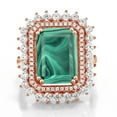 thumbnail image 2 of Gem Stone King 10.60 Ct Emerald Cut Green Malachite 18K Rose Gold Plated Silver Ring, 2 of 5