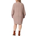 thumbnail image 3 of GRACE & GRANDEUR Plus Size Sweater Dress for Women Long Sleeve Knit Pullover Short Sweater Dresses Army 3X Khaki, 3 of 6