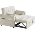 thumbnail image 5 of Yaheetech 3-in-1 Pull-Out Couch Convertible Sleeper Sofa Bed Velvet Loveseat Couch with Adjustable Backrest, USB Ports, Side Pockets and Pillows for Living Room Bedroom, Beige, 5 of 7