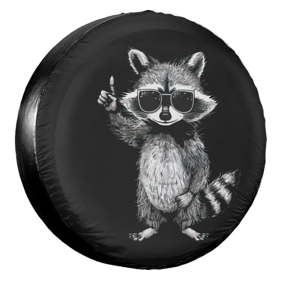 KAKALAD Cute Raccoon Spare Tire Cover Universal Vehicle Accessories Buckle Car Tools 14”in