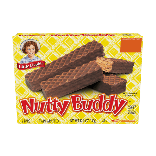 (Pack of 4) Little Debbie Nutty Buddy Wafer Bars 12 Count (2in1) Miras Trademark Measuring Spoon Included)