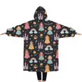 thumbnail image 2 of Oversized Wearable Blanket Hoodie,Black Princess Castle Rainbow Pattern Sherpa Blanket Hoodie with Super Pockets,Super Warm Fuzzy Pullover for Women & Men, 2 of 6