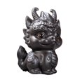 thumbnail image 1 of Estatua de dragón pequeño, adorno de mascota de té para mesa, figura de mascota de té para estantería Gris, 1 of 9