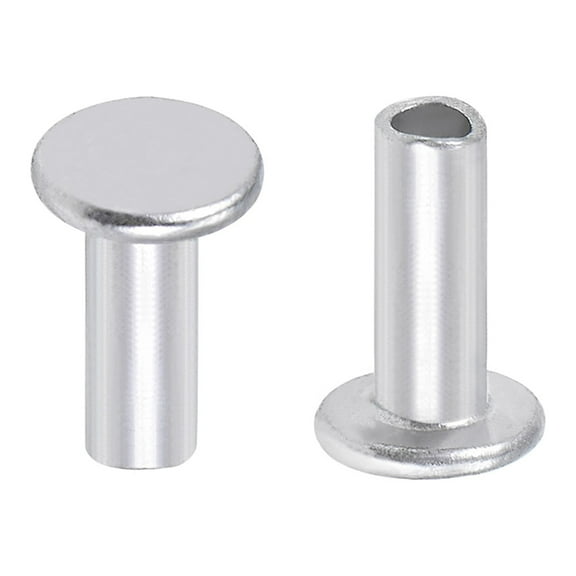 Unique Bargains 0.12" x 0.31" Flat Head Semi-Tubular Rivets Aluminum Silver Tone 200 Pcs