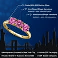 thumbnail image 2 of Gem Stone King 18K Yellow Gold Plated Silver Pink Moissanite and Pink Created Sapphire Engagement Ring for Women | 1.60 Cttw | Round 5MM | Gemstone Birthstone | Size 5, 2 of 6