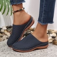 thumbnail image 2 of DAFEI Platform Slip Closed Toe Slippers for Women Plus Size Embroidered Lazy Wedge Heel Half Slippers for Women., 2 of 8