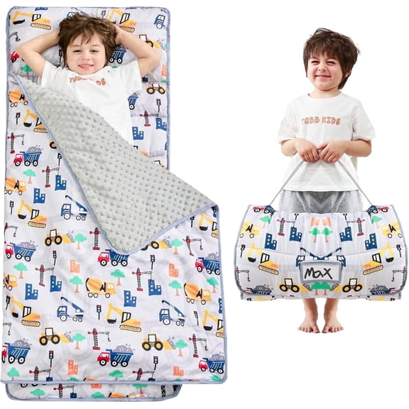 Viviland Toddler Nap Mat with Pillow and Blanket, Extra Large Rolled Napping Mats,Slumber Bags for Boys Girls,Kids Sleeping Bag for Daycare, Preschool Travel Camping