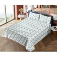 thumbnail image 4 of Ambesonne Jungle Fitted & Flat Sheet with Shams 4 Pcs Set, Winter Themed Snowy Forest, Full, Sea Blue Cadet Blue and Ivory, 4 of 5