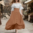 thumbnail image 4 of Hvyesh Costume Women Outfit with Renaissance Peasant Skirt + Off Shoulder Trumpet Sleeve Tops, Victorian Skirt High Waisted Button Skirt Set for Womens Halloween Costumes, 4 of 8