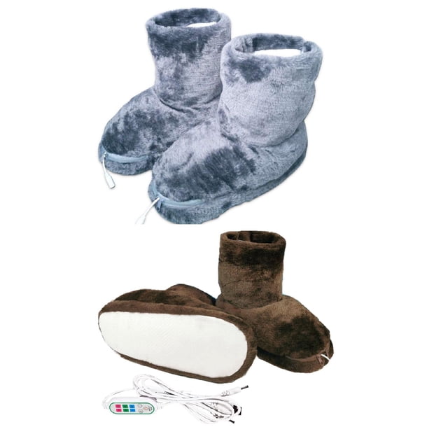 Zapatilla De Regalo De Oficina De Felpa Cómoda Y Lavable Con Calefacción USB De 2 Piezas Sunnimix Botas calefactoras